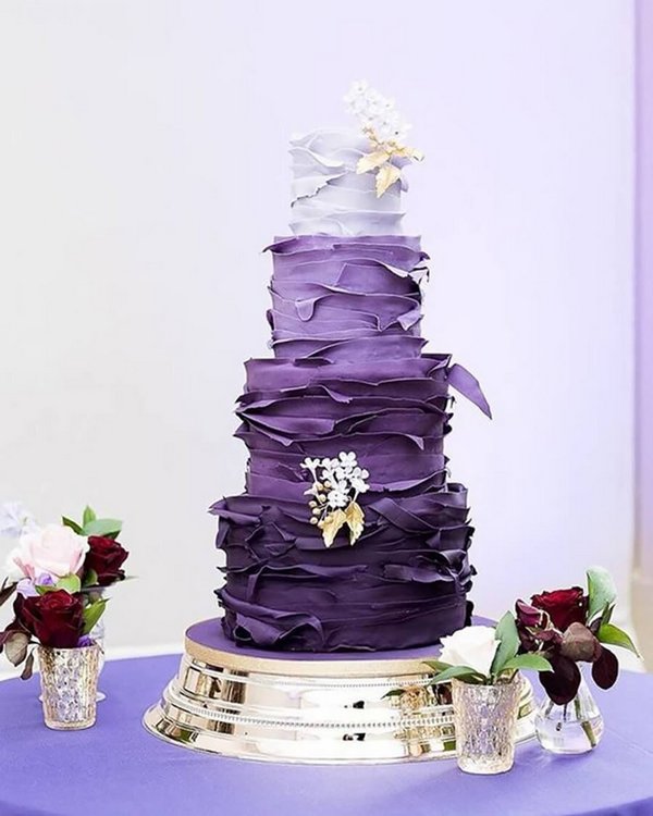 violet purple and black rufler wedding cake