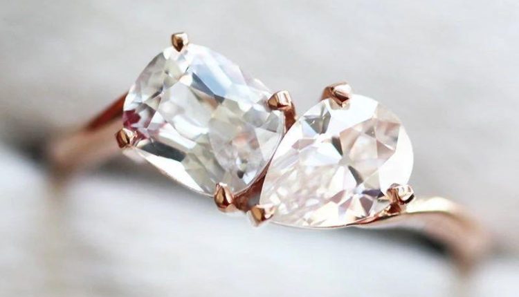 Alexandra Two Stone Diamond Moissanite Or Sapphire Engagement Ring2