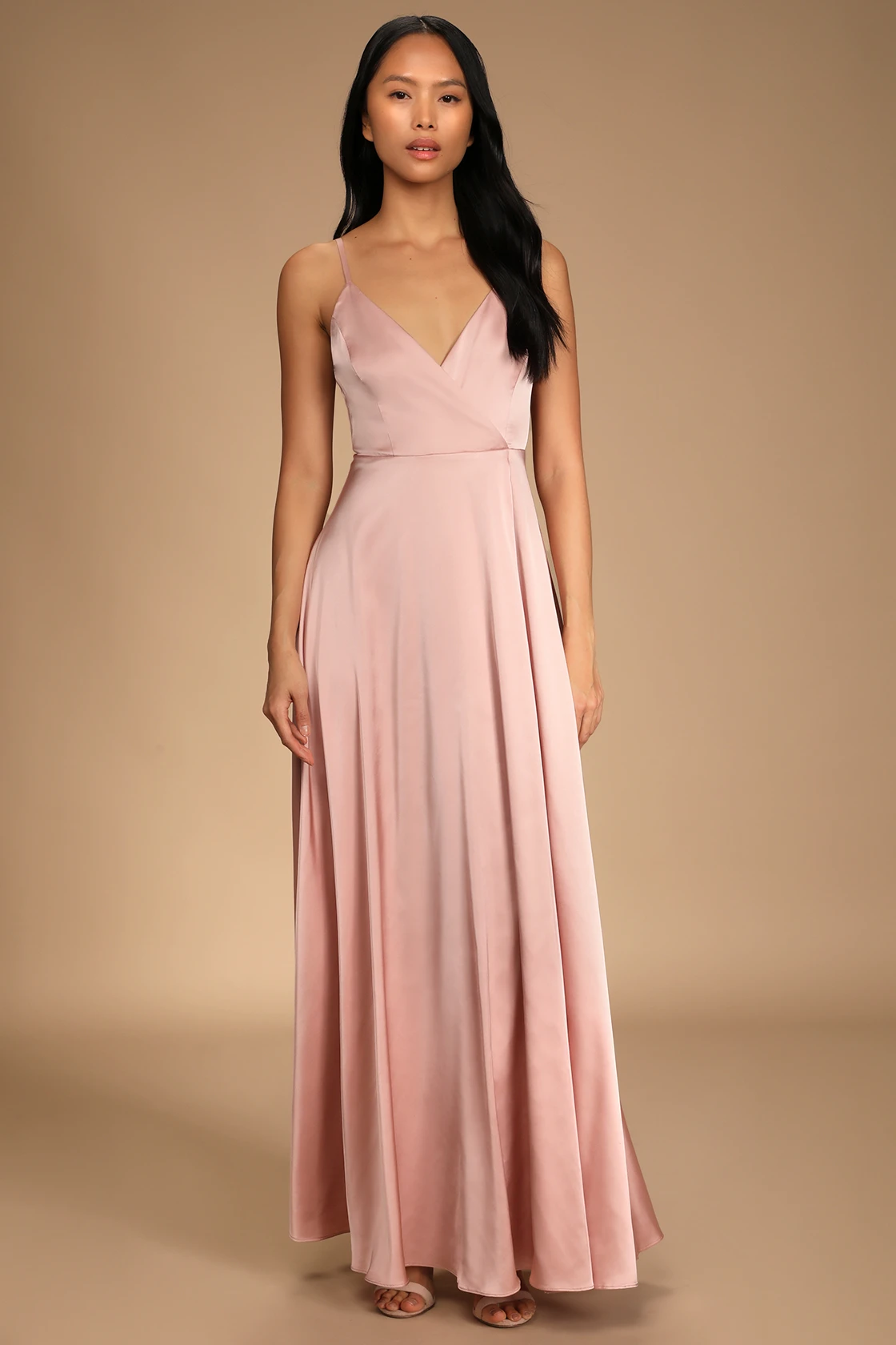 Ode To Love Blush Pink Satin Maxi Dress