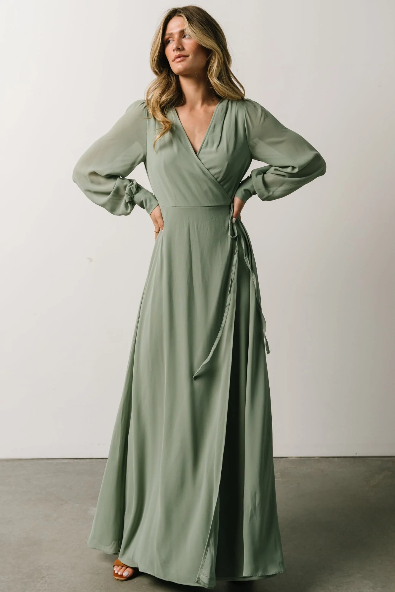 Kelsey Wrap Dress - Dusty Sage