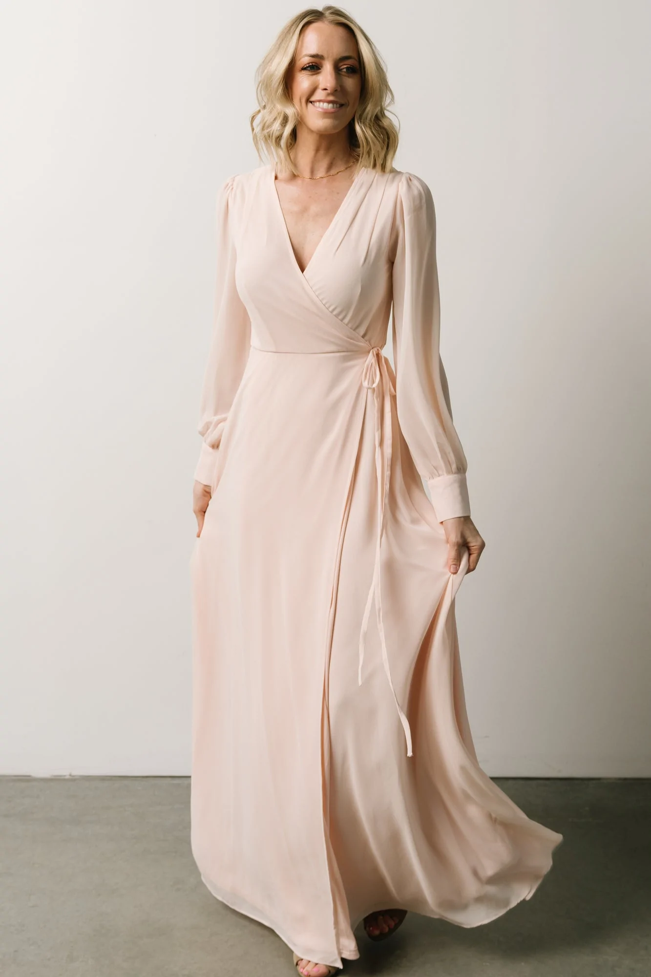 Kelsey Wrap Dress - Light Peach
