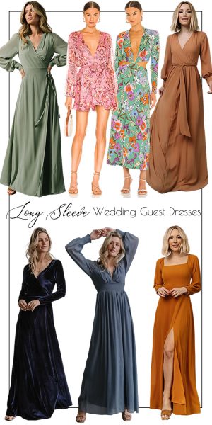 Best 20 Budget-friendly Long-Sleeve Wedding Guest Dresses 2024 | Roses ...