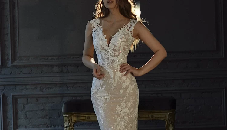 vneack sequin and lace mermaid wedding dress