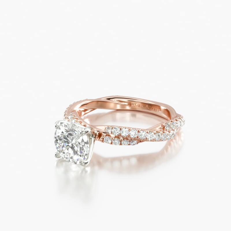 14K Rose Gold Pavé Twist Diamond Engagement Ring