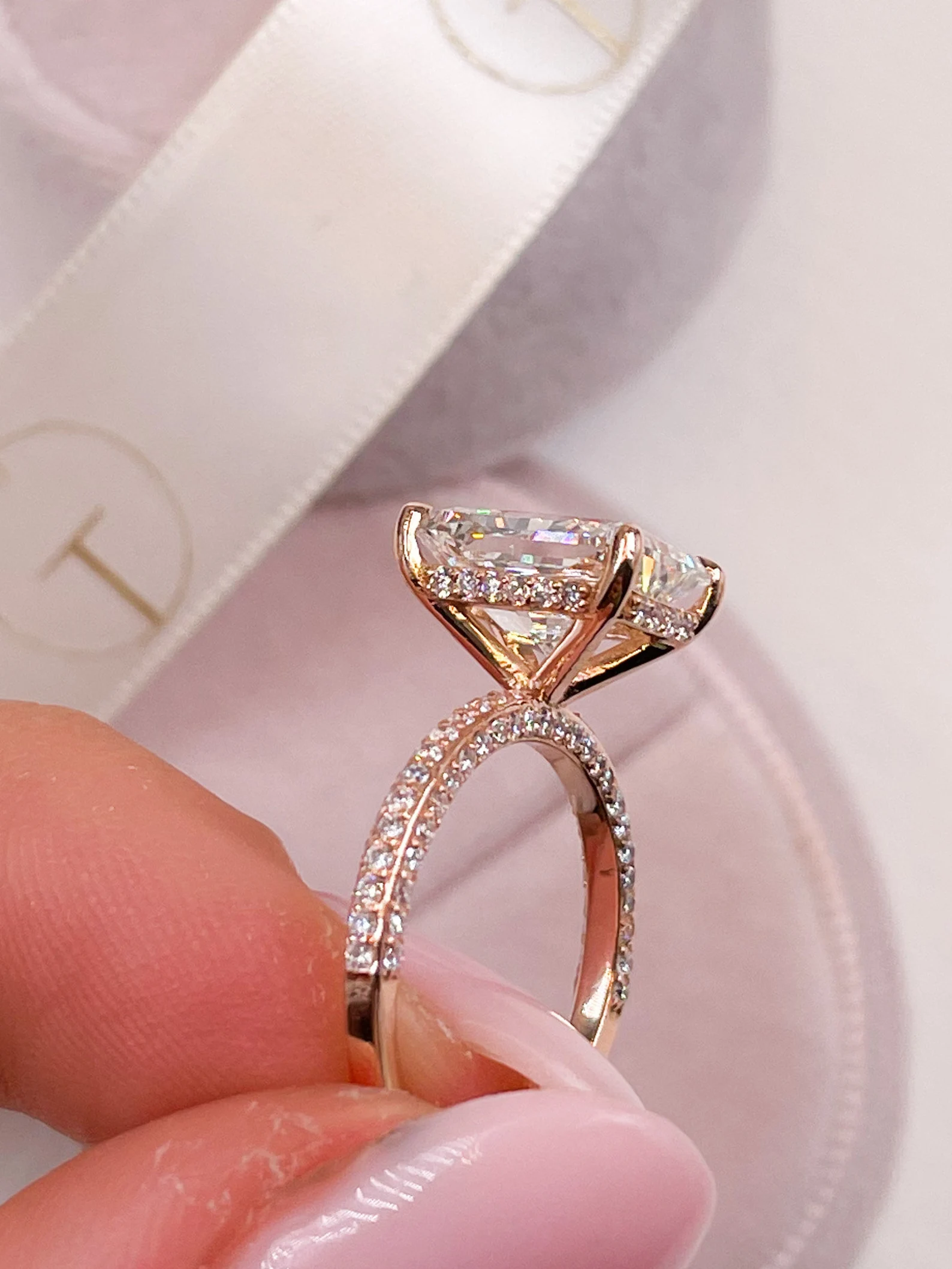 3.30 Carat Radiant Cut Rose Gold Engagement Ring Diamond