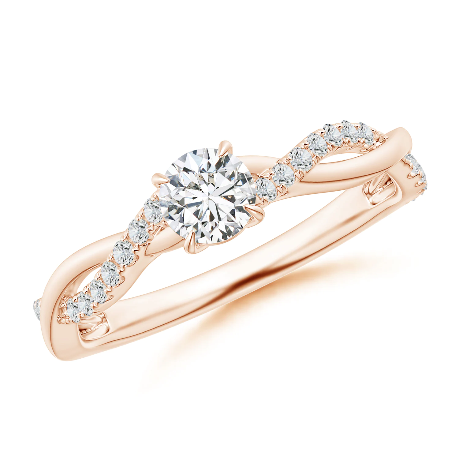 Classic Solitaire Diamond Twist Shank Rose Gold Engagement Ring
