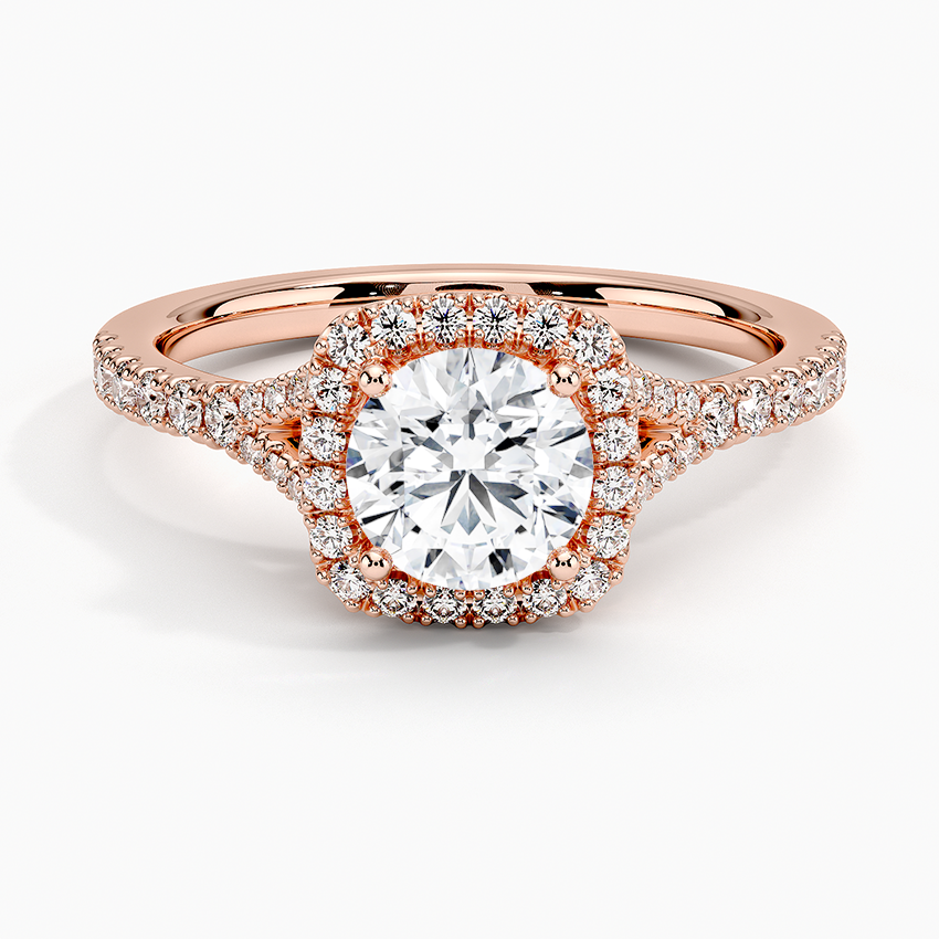 Rose Gold Halo Diamond Engagement Ring