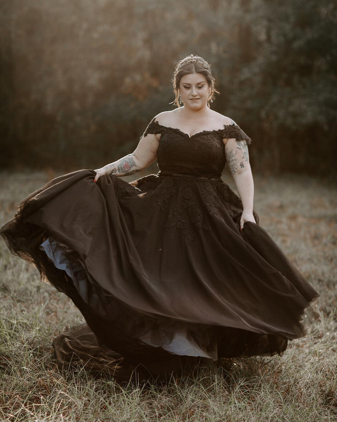 plus size black wedding dress off the shoulder lace cocomelody