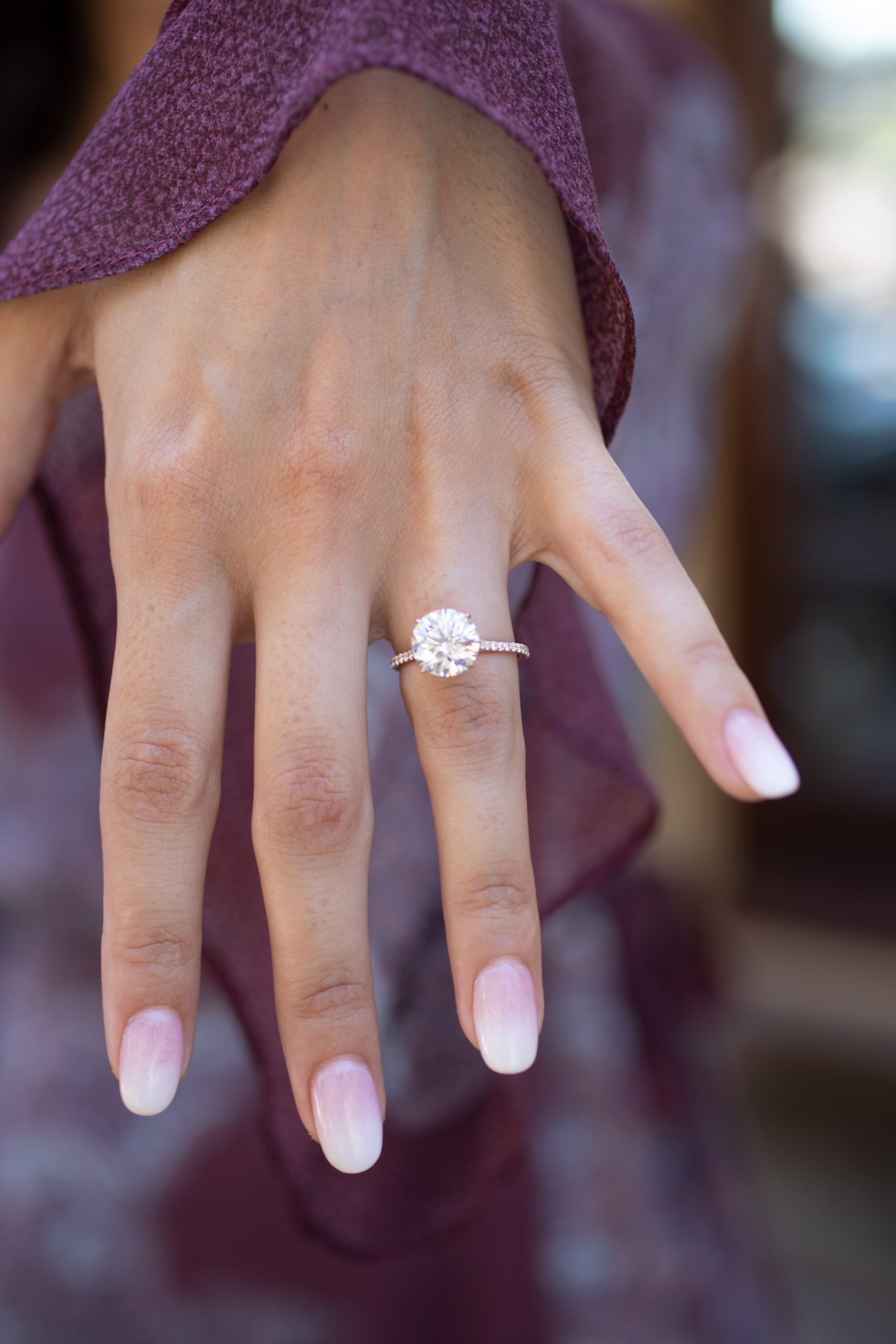 rose gold engagement ring with round diamond
