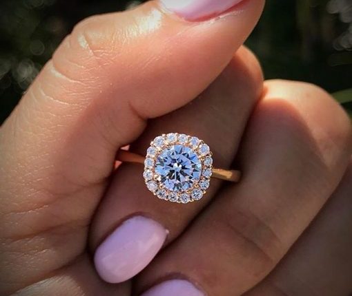 tacori rose gold halo diamond engagement rings