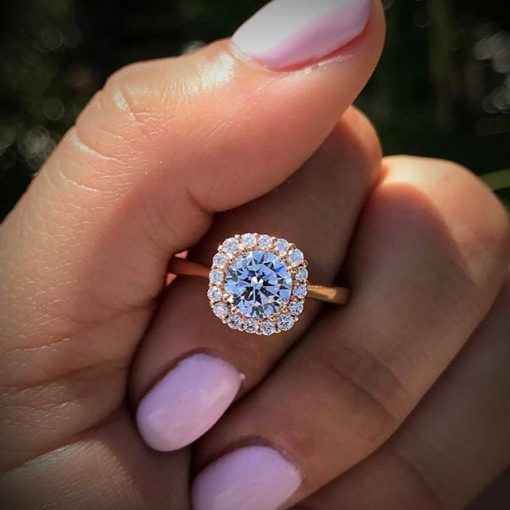 tacori rose gold halo diamond engagement rings