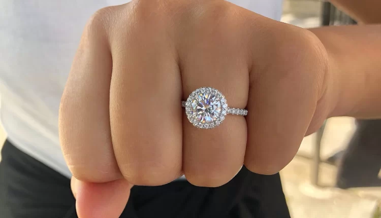 Halo Moissanite Engagement Rings Round Cut Diamond Pave