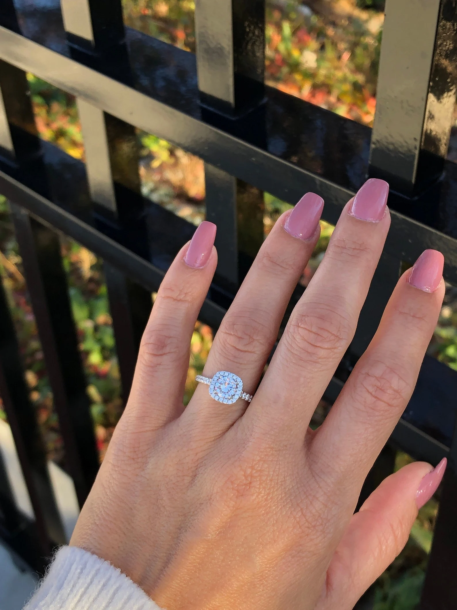 Square Round Halo Engagement Ring