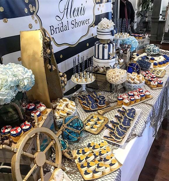 nautical bridal shower dessert table ideas