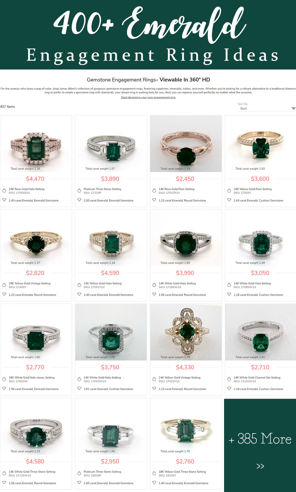 Emerald Gemstone Engagement Rings JamesAllen