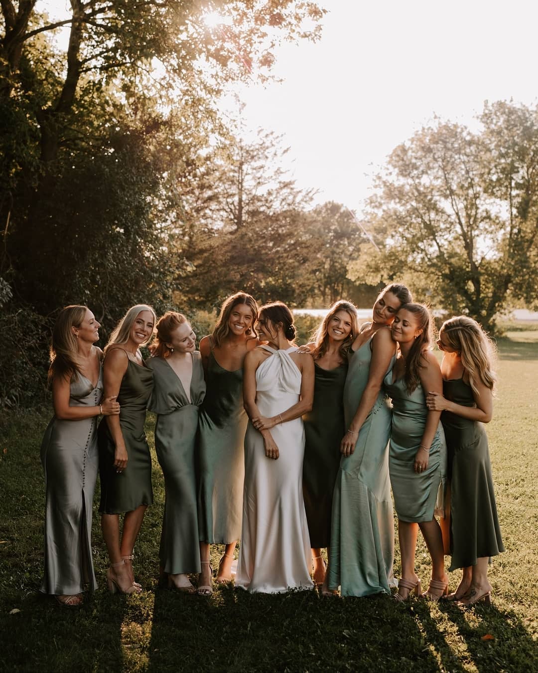 Maid of Honor Duties green mismatched bridesmaid dresses