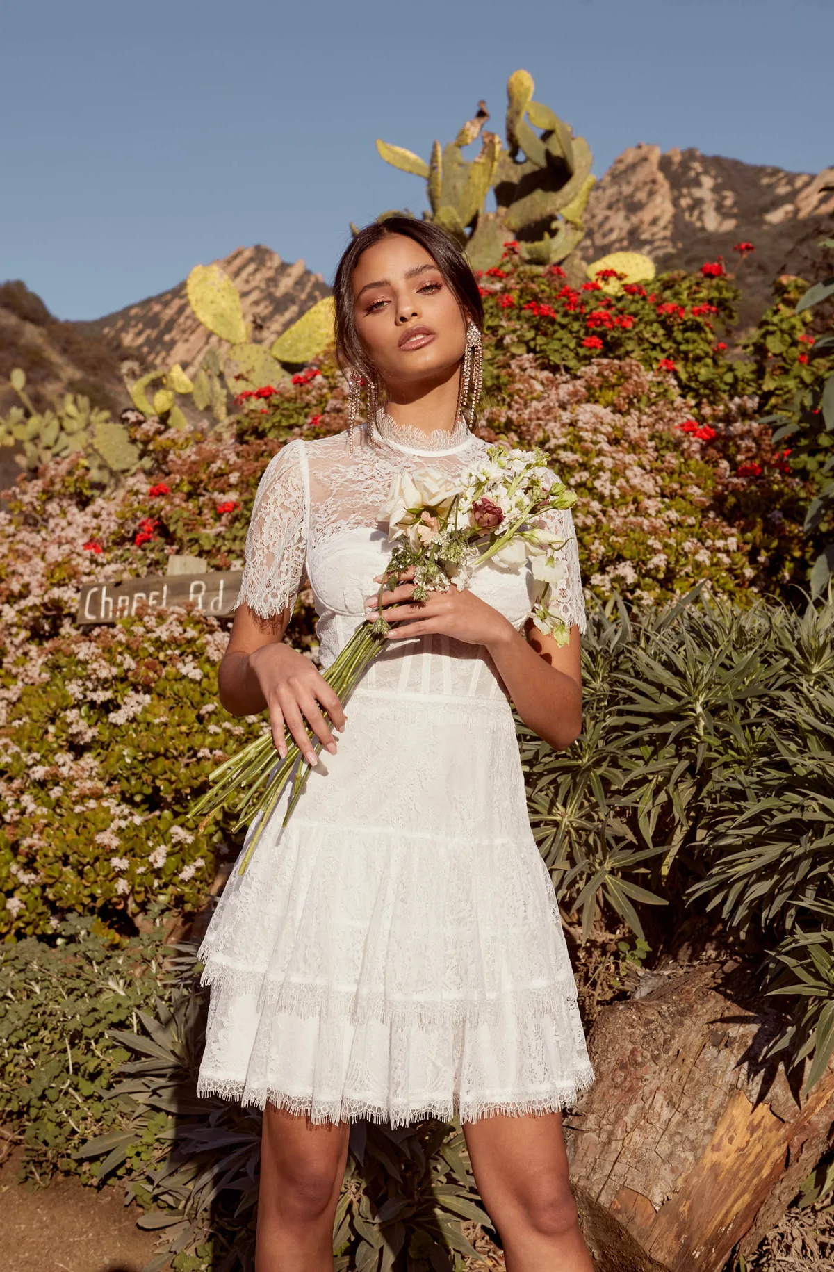 sheer lace short casual wedding dress with cap sleeves