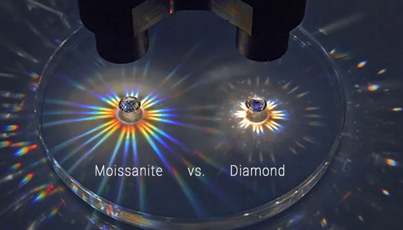 moissanite vs diamond reflection