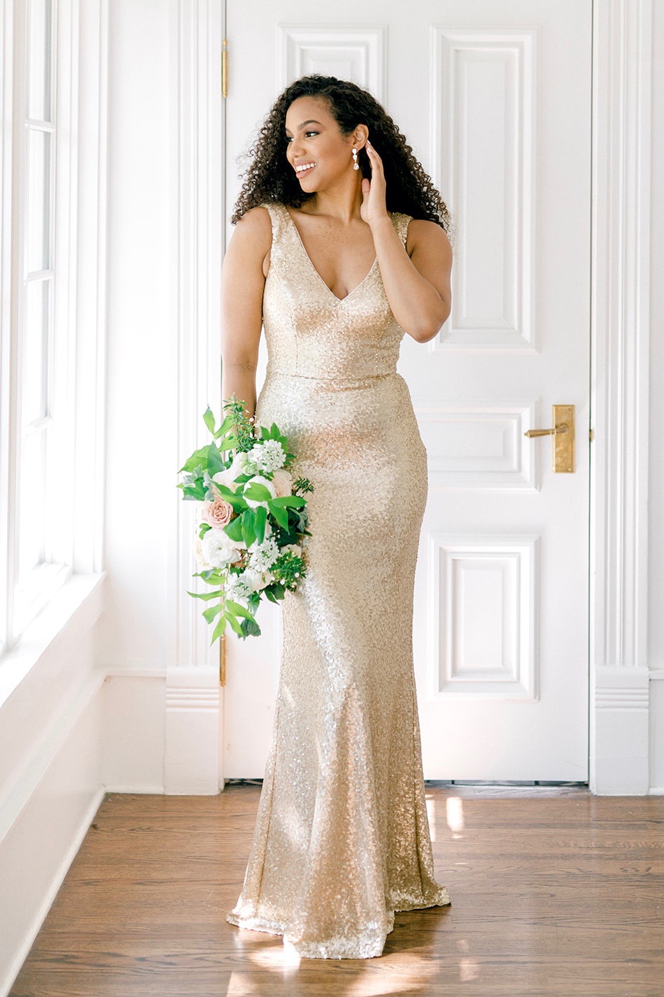 Champagne Gold Sequin Mermaid Bridesmaid Dress