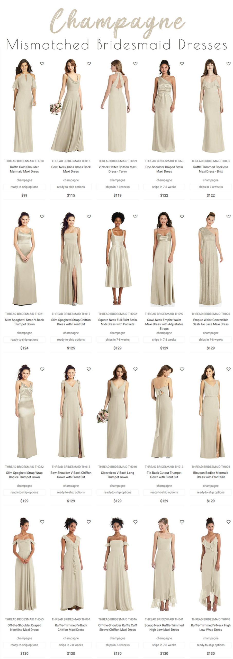 Champagne Mismatched Bridesmaid Dresses The Dessy Group