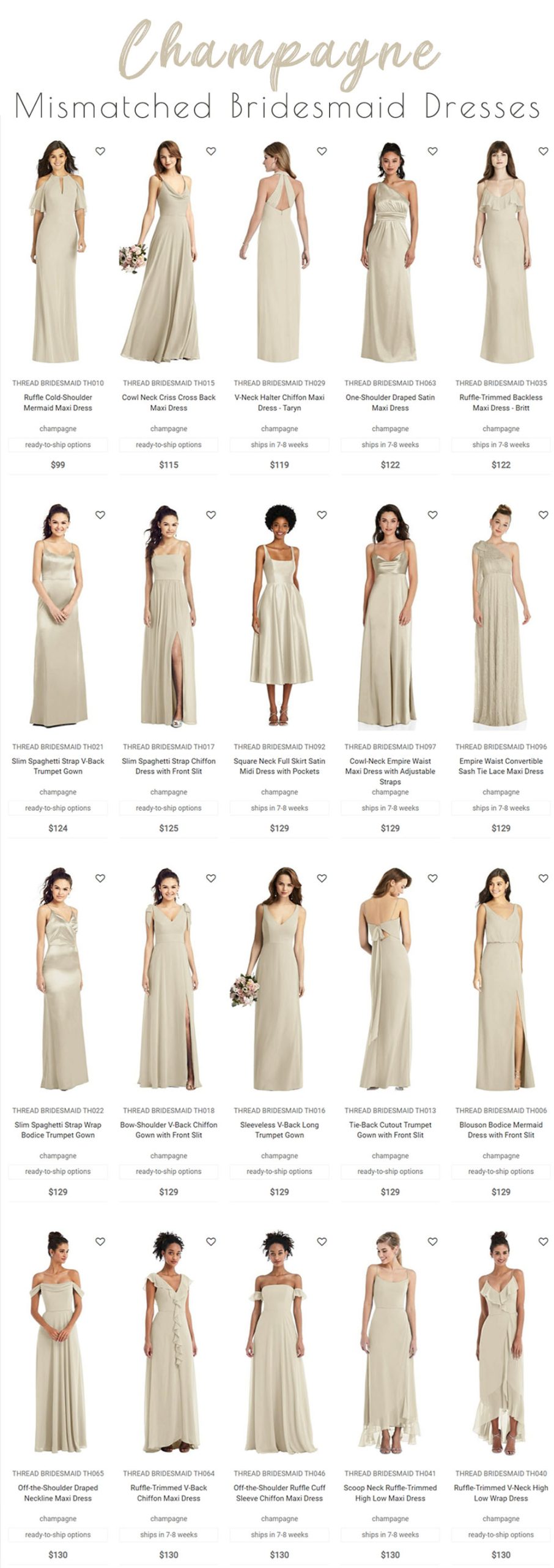 20 Best Champagne Bridesmaid Dresses for 2024 | Roses&Rings