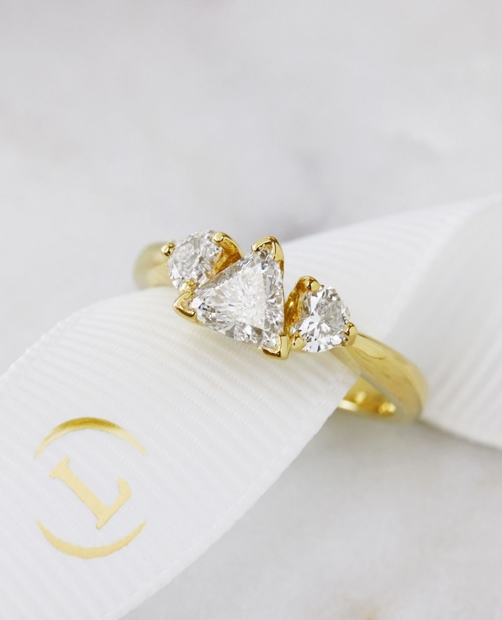 Nature inspired diamond and gold engagement rings