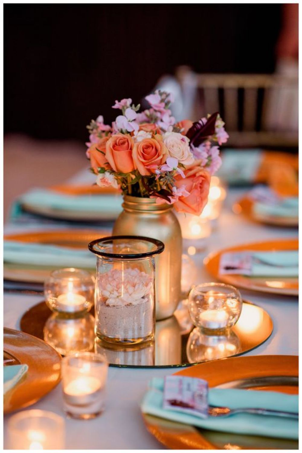 gold paint mason jar wedding centerpieces