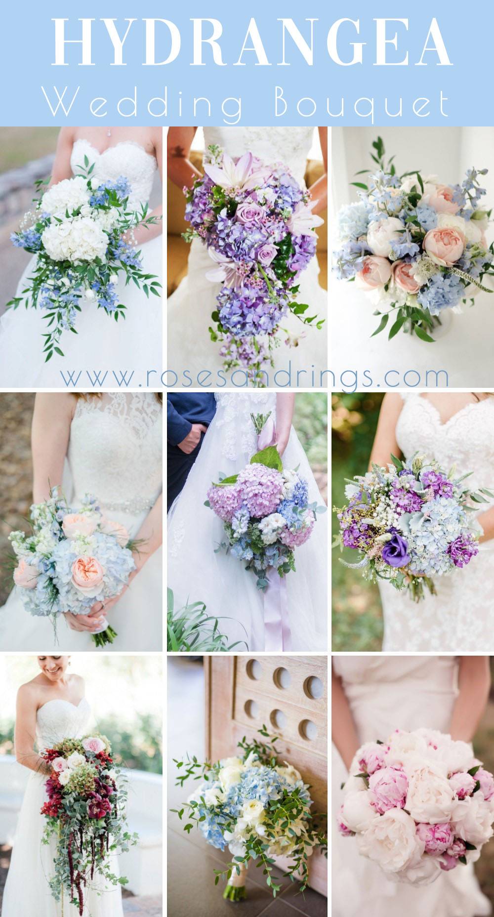 Hydrangea wedding flower bouquets