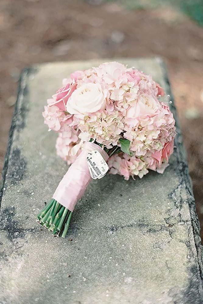 dusty pink hydrangeas wedding bouquet