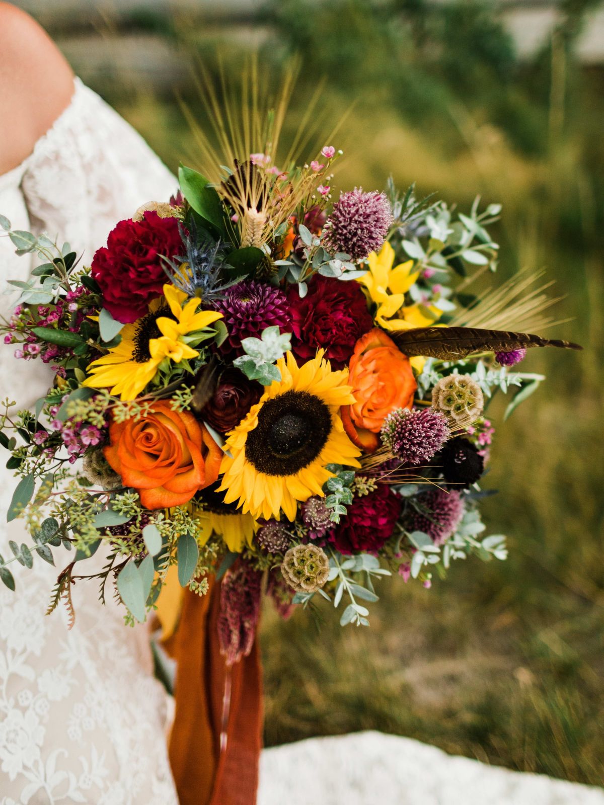 Rustic Fall Sunflower Wedding Bouquet