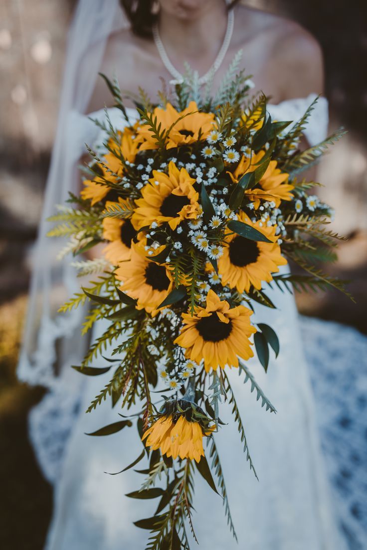 Sunflower Cascade Wedding Bouquet